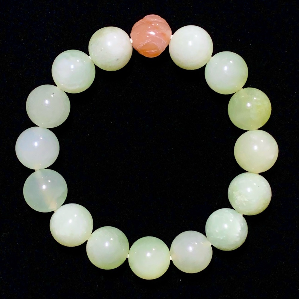 Natural Jade and Red Agate Gemstone Bracelet
